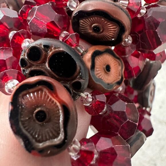 Vintage 1950s German Unusual Beaded Necklace And Earring Set - Picture 9 of 11